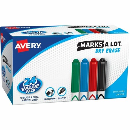 Pen Style Dry Erase Markers, Assort, PK24
