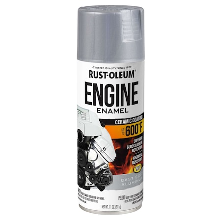 Automotive 600 Degrees F Engine Primer Spray, Cast Coat Aluminum, Gloss, 11 oz