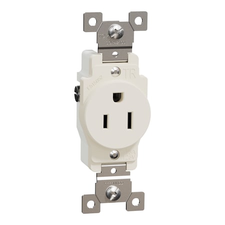 Straight Blade Receptacle, 5-15R, 15 A, 125V AC, 2 Pole, Flush Mount, Grounded