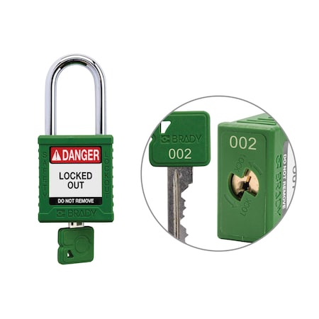 Padlock Plastic GRN 1.5in Steel KeyCode2