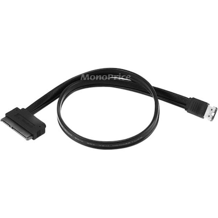 Black 19" eSATAp to SATA 22 pin Cable