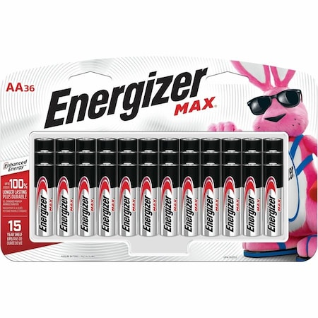 Energizer Max AA Alkaline Battery, 1.5V DC, PK36