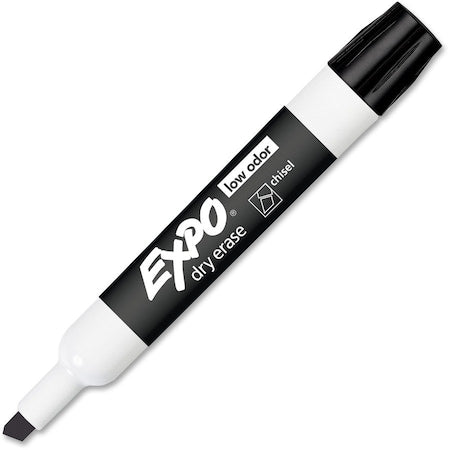 Dry Erase Marker, Chisel Tip, Black PK12 Low Odor