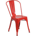 Red Metal Indoor-Outdoor Stackable Chair