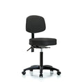 Rutledge Vin Stool with Back-Medium Bench Height with Seat Tilt and Casters in Black Trailblazer Vin