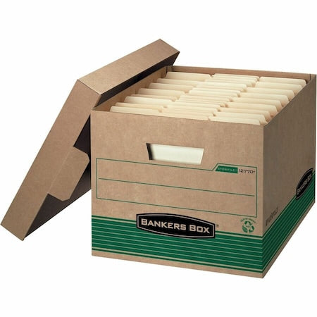 File Box, Corrugated Fiberboard, 12 1/2 in W, 16 1/4 in D, 10 1/4 in H, Green, Brown