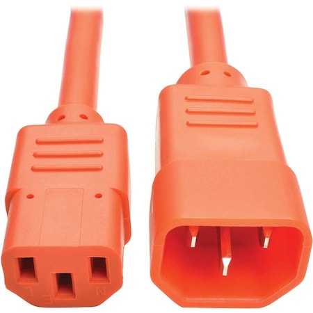 Heavy Duty Power Extension Cord 15A 14 AWG C14 to C13 Orange 6FT
