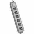 Power Strip, Surge, 5-15R, 5-15P, 6 ft., Gray