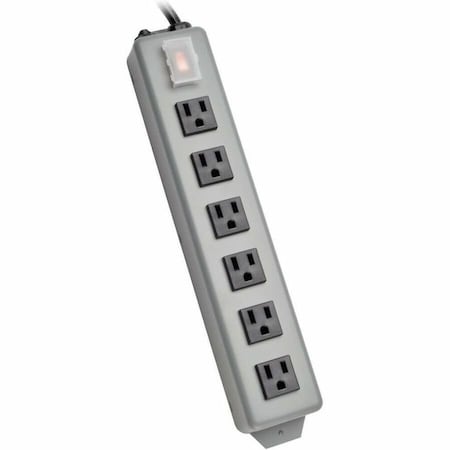 Power Strip, Surge, 5-15R, 5-15P, 6 ft., Gray