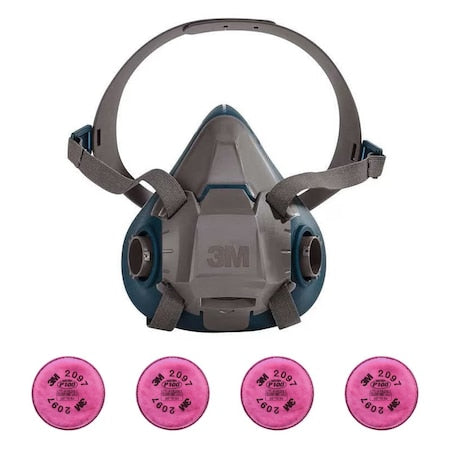 Half Mask Respirator Kit: Includes 4 Disc Filters, Nuisance Organic Vapor, P100, 6000 Series, Size M