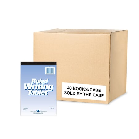 Case of Writing Tablets, 6"x9", Wide Ruled, 100 Sheets/Pad, Fits in a Standard 6 3/4" Size Envelope, PK48