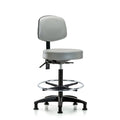 Vin Stool with Back-High Bench Ht with Chrome Foot RingandStationary Glides in Dove Trailblazer Vin