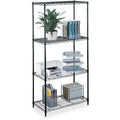 Wire Shelving Unit, 18"D x 48"W x 72"H, 4 Shelves, Black