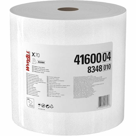 WypAll PowerClean X70 Medium Duty Cloths (41600), Jumbo Roll, Long Last ing Towels, White