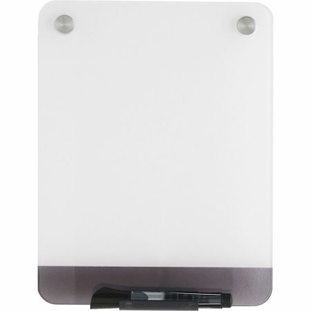 Dry Erase Board, Glass, 12 in, 9 in, No Frame Frame, White, Gloss