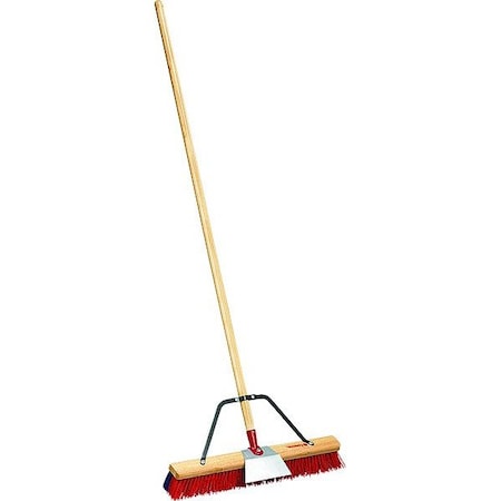 24 in Sweep Face Push Broom, Medium/Stiff Combination, Red
