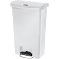Slim Jim Step-On 13 gal Rectangular Slim-Profile Plastic Can, White, Foot Pedal, Plastic, 12 in