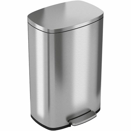 13 Gallon / 50 Liter Step Trash Can, Stainless Steel