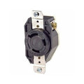 Flanged Locking Receptacle, L9-30R, 30 A, 600V AC, Single Phase, 2 Pole, Flush Mount, Black