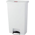 Slim Jim Step-On 18 gal Rectangular Slim-Profile Plastic Can, White, Foot Pedal, Plastic, 13 in
