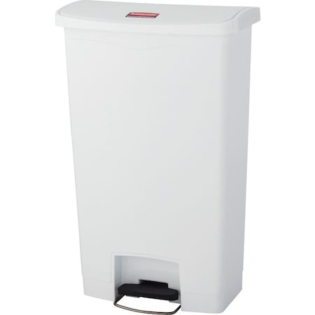 Slim Jim Step-On 18 gal Rectangular Slim-Profile Plastic Can, White, Foot Pedal, Plastic, 13 in