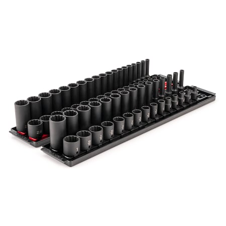 3/8 in Drive Impact Socket Set, Metric, SAE, 68 pcs