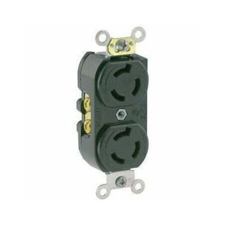 LockingReceptacle, 15A, 1-1/2hp, 250VAC, Blk
