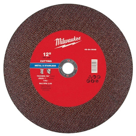 Cut-Off Wheel, 1" Sz, 12" dia.