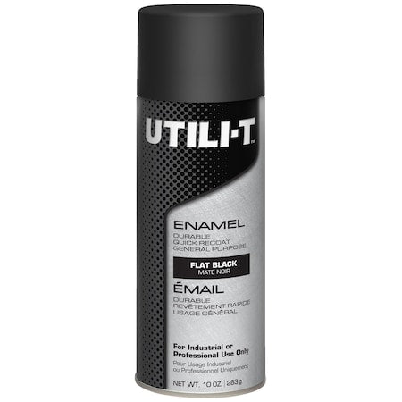 General Purpose Enamel Spray Paint, Black, Flat, Solvent, 10 oz