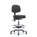Vin Stool with Back Chr-High Ben Ht with Seat Tilt, Chr FR, andStat Glides in Charcoal Trailblazer Vin