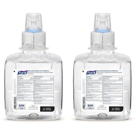 Hand Sanitizer, CS6 Series, Foam, Cartridge, 1, 200 mL, Requires Dispenser, 6520-01, 2 PK