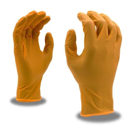 Disposable Gloves, Nitri-Cor Diamond, Nitrile, 6 mil, Orange, L, 1000 PK