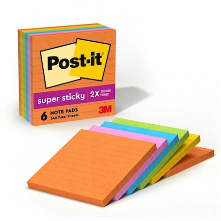 Super Sticky Notes, 4x4 In., PK6