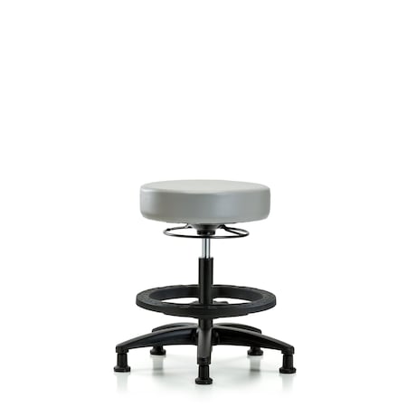 Vin Stool without Back-Medium Bench Ht with Black Foot Ring and Stat Glides in Dove Trailblazer Vin