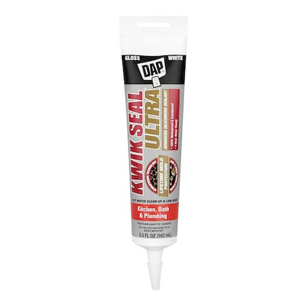 Acrylic Latex Sealant, 6 oz, Tube, White, Acrylic Latex Base, Kwik Seal Ultra
