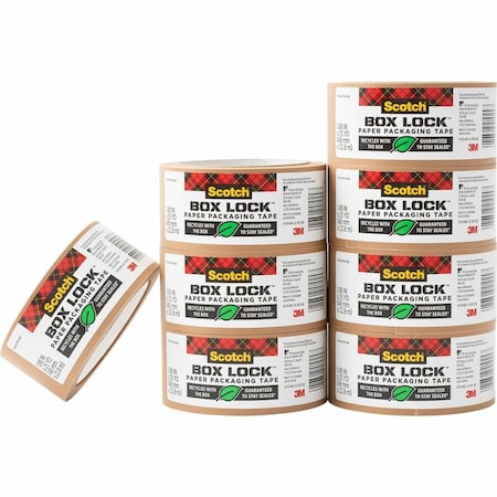 Paper Packaging Tape, PK 8, Kraft, 8 PK