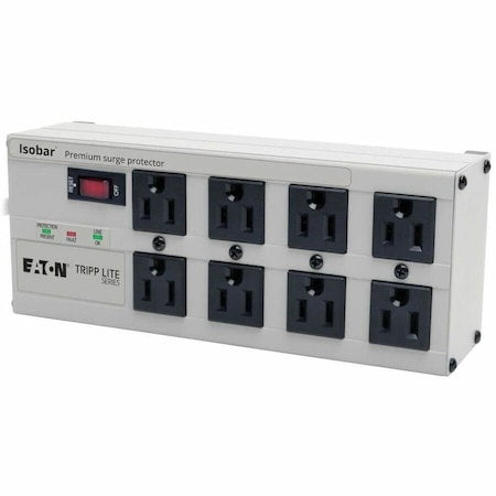 Power Strip, Surge, 8 5-15R, 5-15P, 12 ft., Light Gray