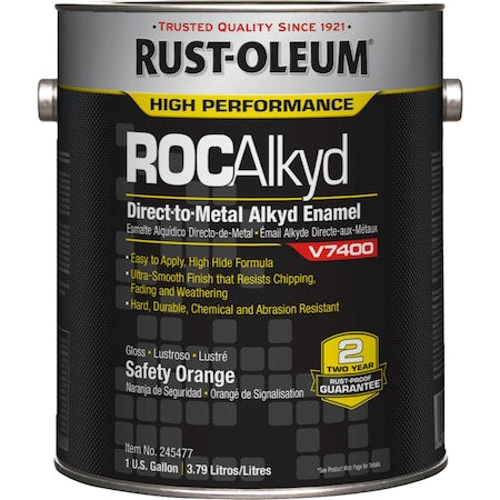 Interior/Exterior Paint, High Gloss, Oil Base, Safety Orange, 1 gal