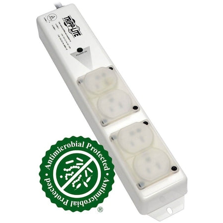 Outlet Strip, Hospital Grade, 4 5-15R-HG, 5-15P-HG, 15 ft., White