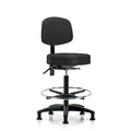 Vin Stool with Back-High Bench Ht with Chrome Foot RingandStationary Glides in Black Trailblazer Vin