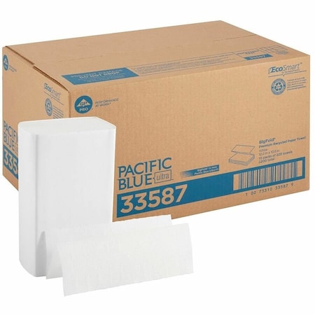 Pacific Blue Ultra Multifold Paper Towels, 1 Ply, 220 Sheets, White, 10 PK