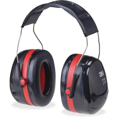 Peltor Optime 105 Over-the-Head Ear Muffs, H10A, Passive Protection, NRR 30 dB, Black/Red
