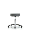 Rutledge Fabric Stool without Back Chrome - Medium Bench Height with Casters in Gray Fabric