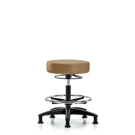 Vin Stool without Back-Medium Bench Ht with Chr Foot Ring and Stat Glides in Taupe Trailblazer Vin