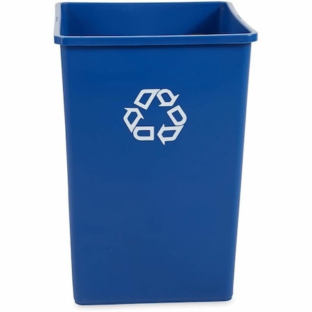 35 gal Square Recycling Bin, Open Top, Nickel/Satin Alum, Plastic, 1 Openings