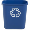 Recycling Wastebasket Container, 7 gal Capacity, 10 1/2 in W, 15 in H, 14 1/2 in D, Plastic, Blue