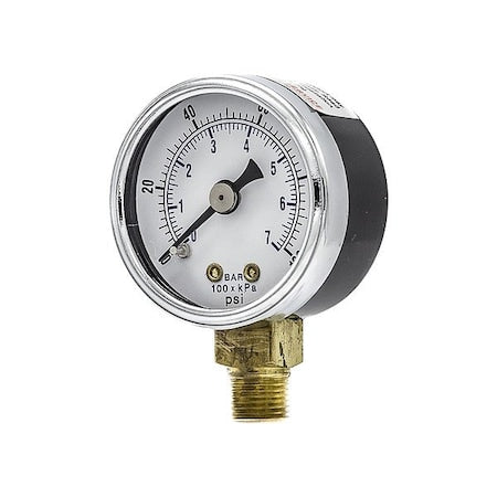 Pressure Gauge, 1/4 in NPT, Bottom Location