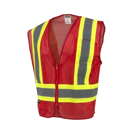 Hi-Vis Econ TpO/Cl1 Two Tone Safety Vest-Red-3X