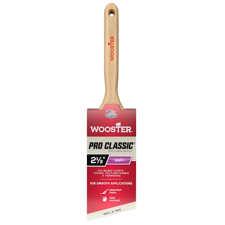2-1/2" Angle Sash Soft, White China Bristle, Paint Brush, Sealed Maple Wood Handle