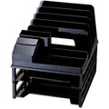 Letter Tray, Black, Plastic, 10 3/4 in W, 9 in L, 11 3/4 in H, 12.8" D, 7 Number of Compartments